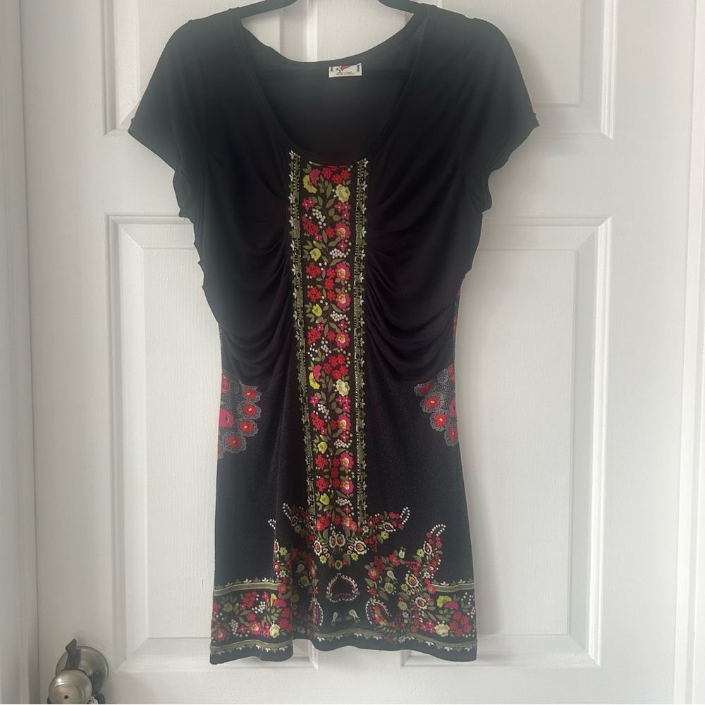 Free People Dress with Ruching and Floral Print Size Medium